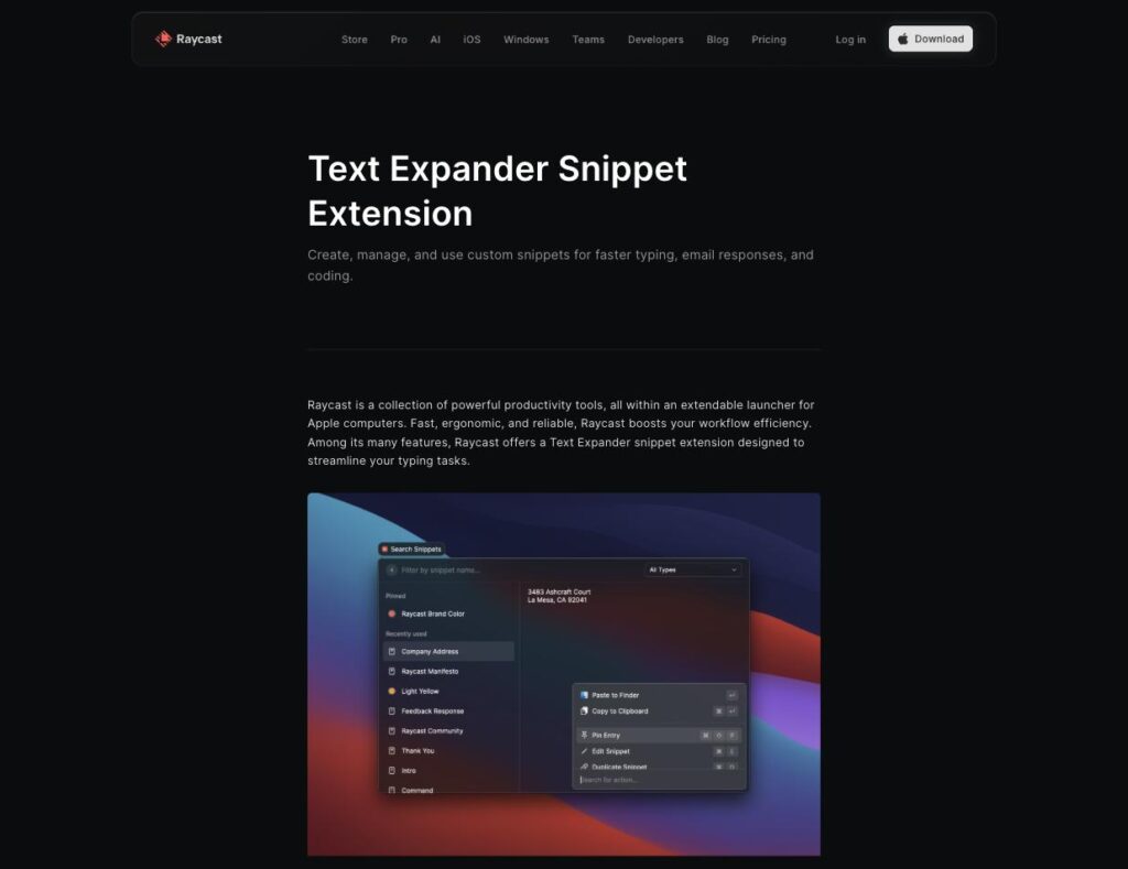 Raycastのスニペット機能