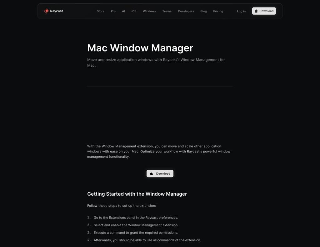 RaycastのWindow Management機能